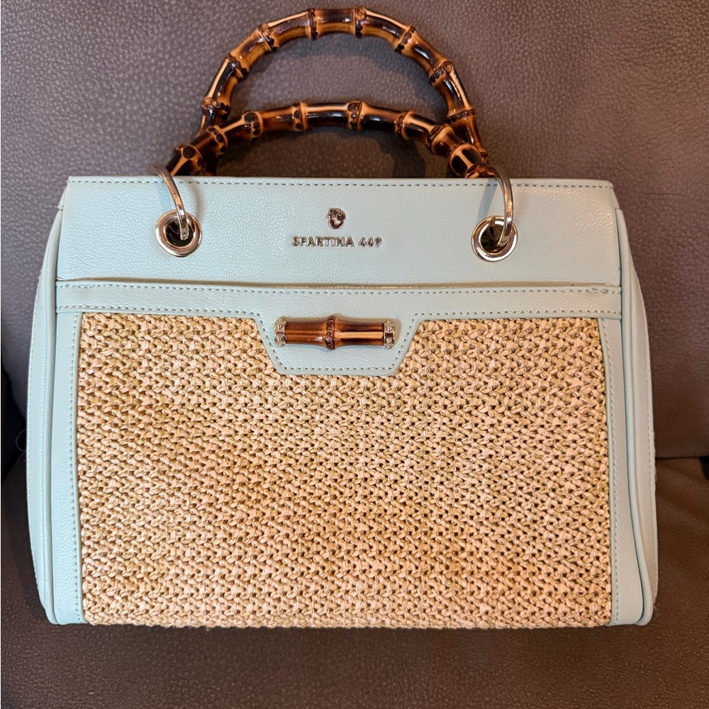 Spartina 449 Light Blue and Tan Satchel